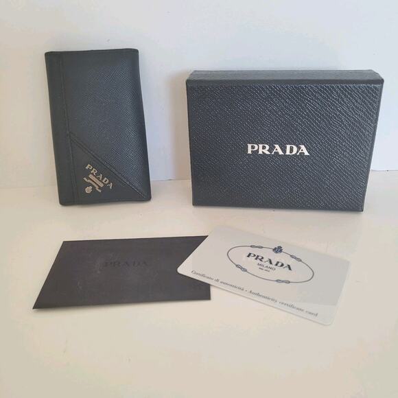 Prada Handbags - Authentic Prada Multicles Key Holder Hooks Case Navy Blue Saffiano Metal Baltico